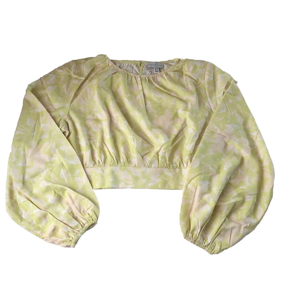 Pretty Lavish Women’s Hadley Balloon Sleeve Blouse Chartreuse Floral Size 10 NWT